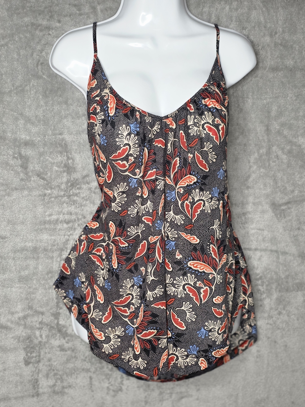 H&M Black Satin Paisley CamSatin-look camisole with Red, Cream & Blue Accents XL